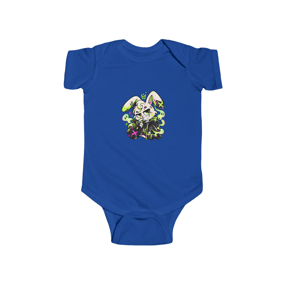 Neon Goth Bunny Infant Bodysuit in Royal