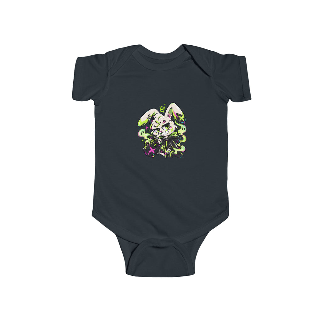 Neon Goth Bunny Infant Bodysuit in Black