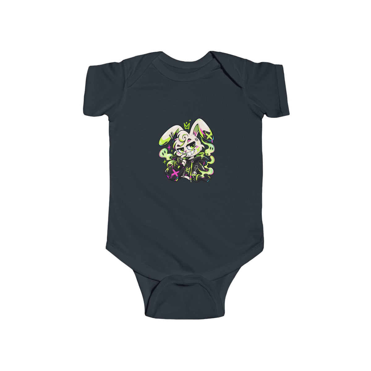 Neon Goth Bunny Infant Bodysuit in Black