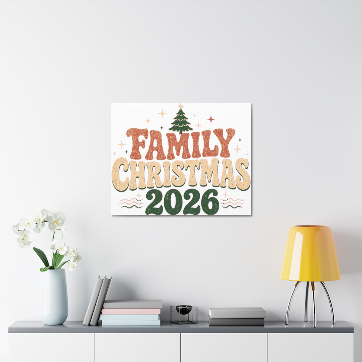 Retro Family Christmas 2026 Stretched Canvas