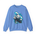 Graffiti Rabbit Coffee Crewneck Sweatshirt in Carolina Blue