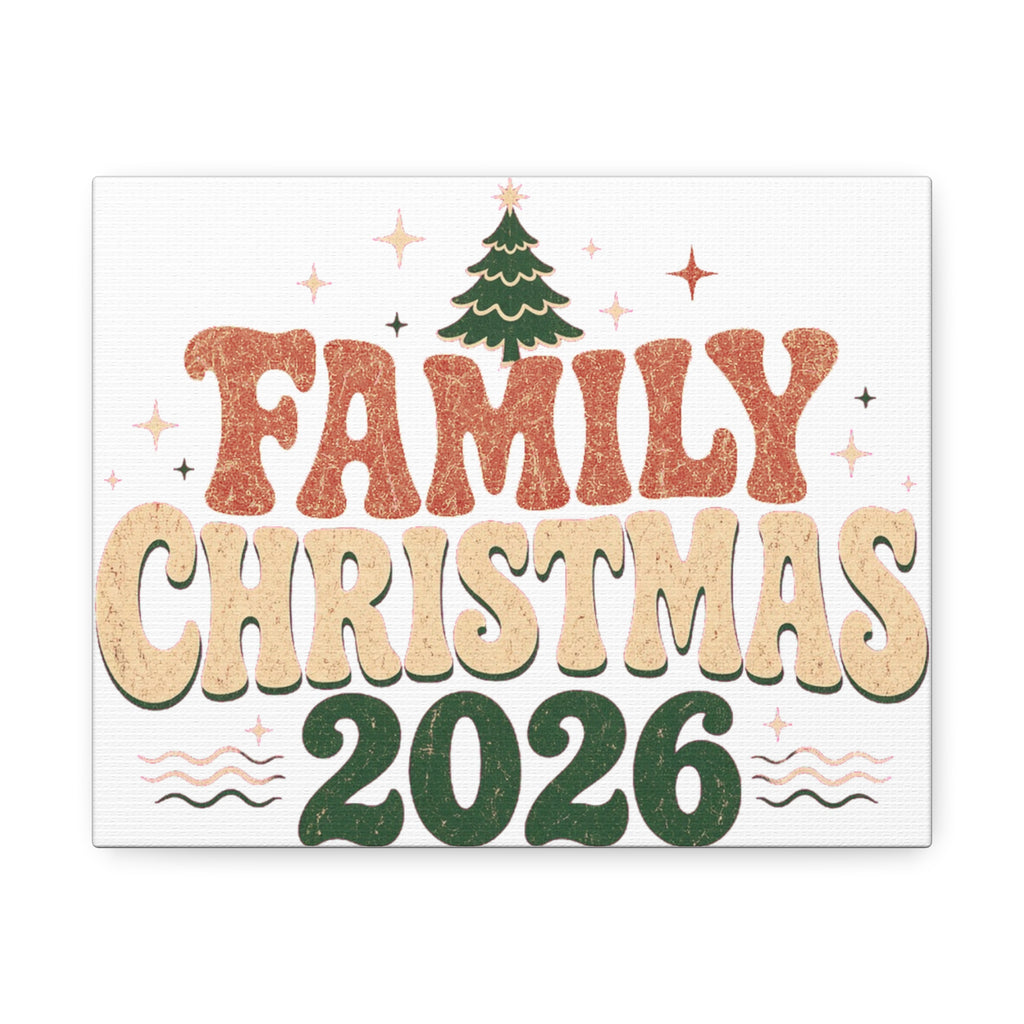 Retro Family Christmas 2026 Stretched Canvas
