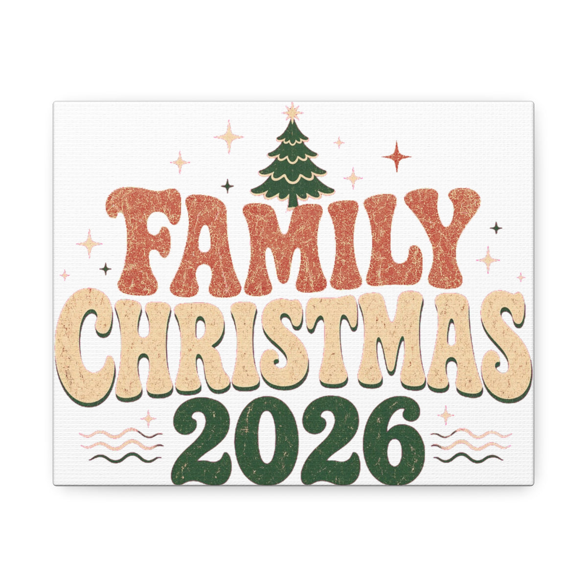 Retro Family Christmas 2026 Stretched Canvas