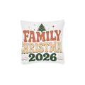 Retro Family Christmas 2026 Square Pillow