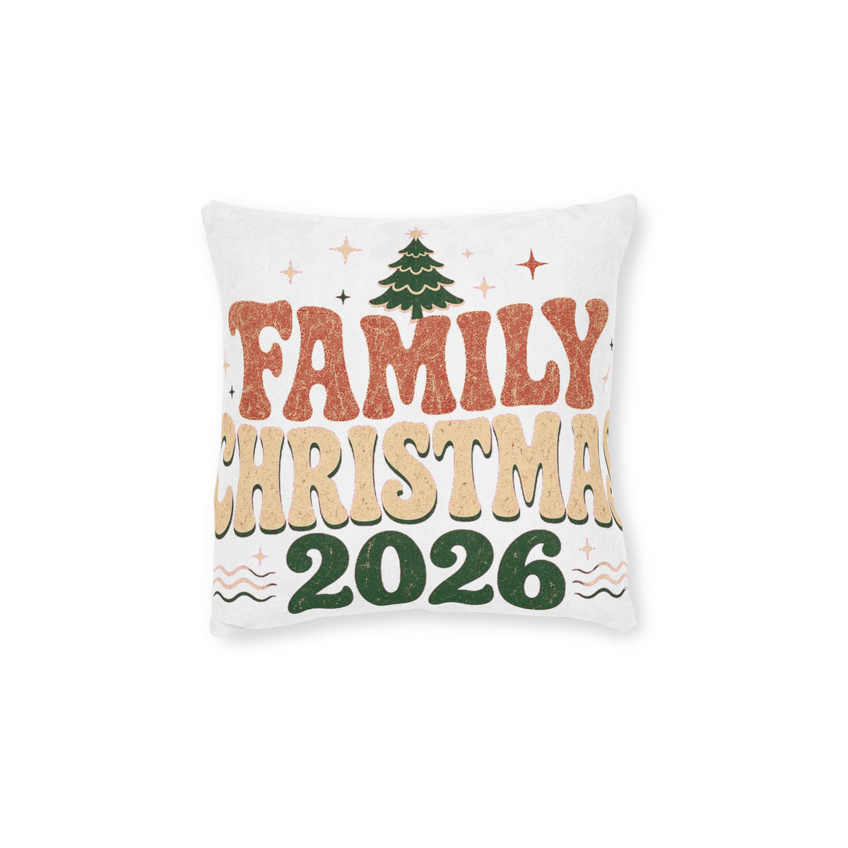 Retro Family Christmas 2026 Square Pillow