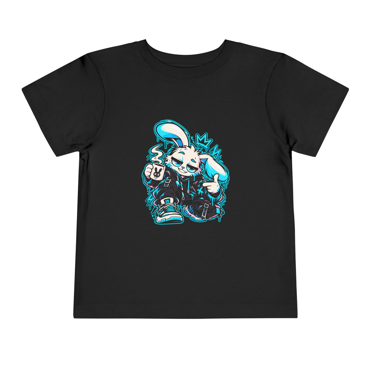Graffiti Rabbit Coffee Toddler Tee in Black
