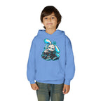 Sleepy Cyber Bunny Kids Coffee Hoodie