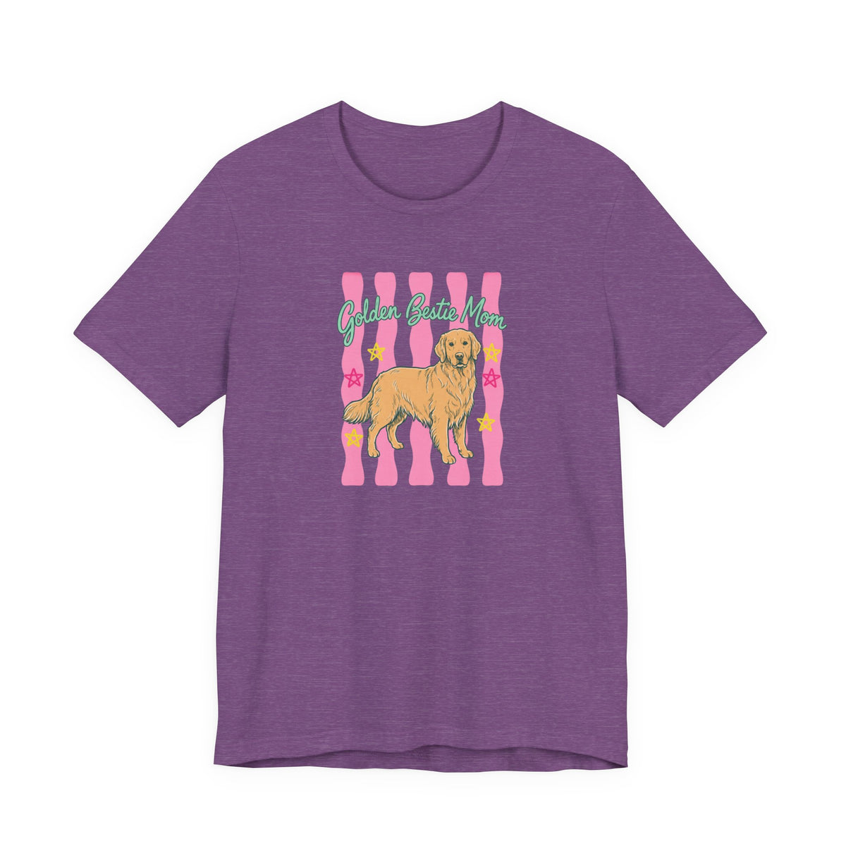 Golden Bestie Mom Tee in Heather Team Purple