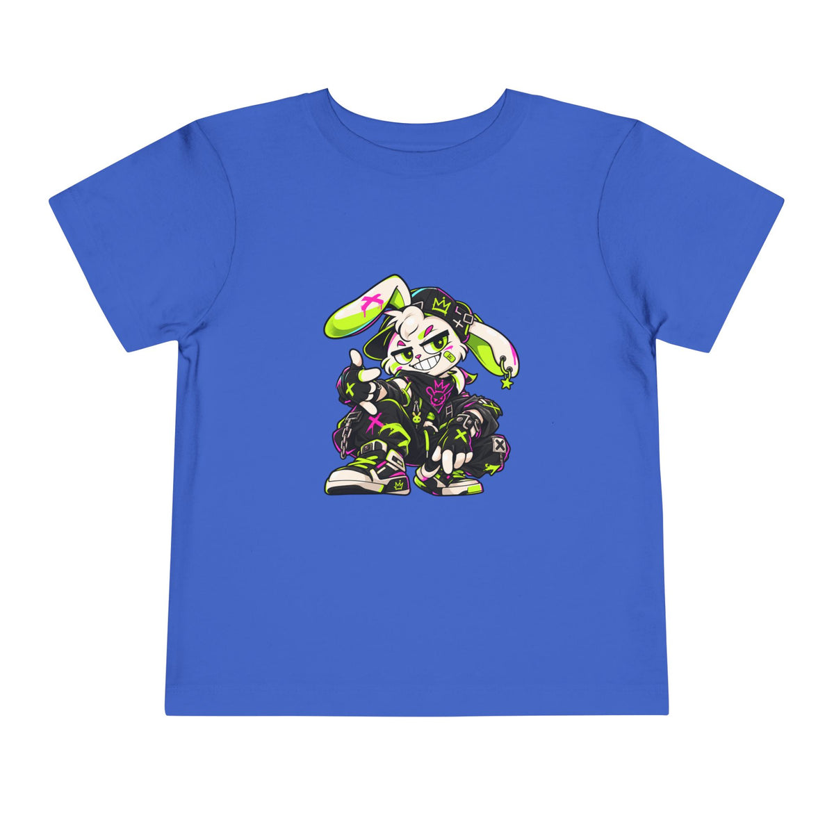 Neon Punk Bunny Toddler Tee in True Royal