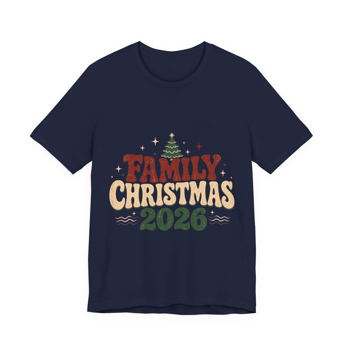 Retro Family Christmas 2026 Premium Jersey Tee in Navy