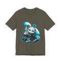 Sleepy Cyber Bunny Coffee Graphic Tee in Army