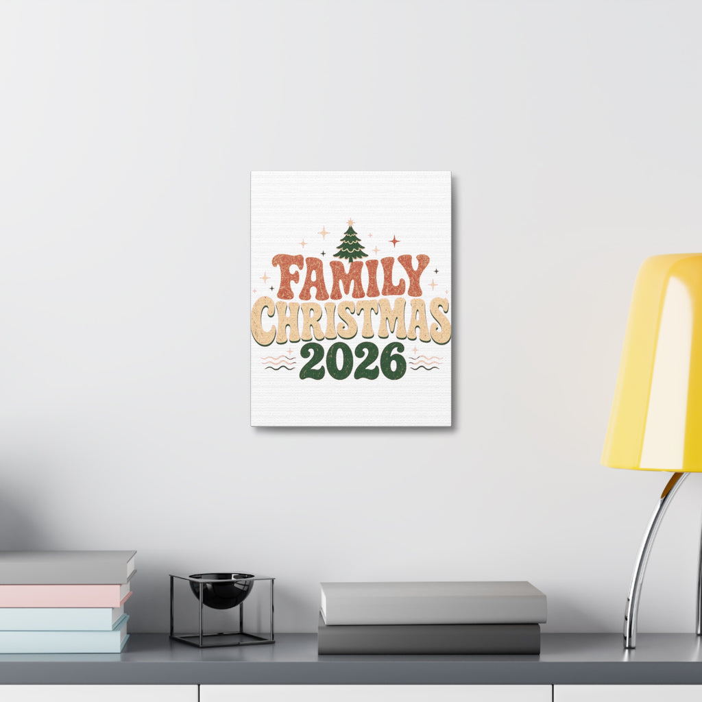 Retro Family Christmas 2026 Stretched Canvas