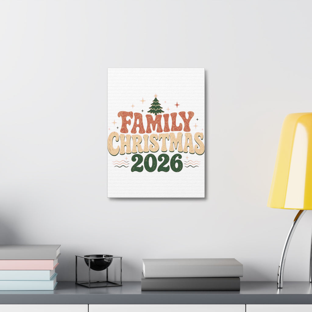 Retro Family Christmas 2026 Stretched Canvas