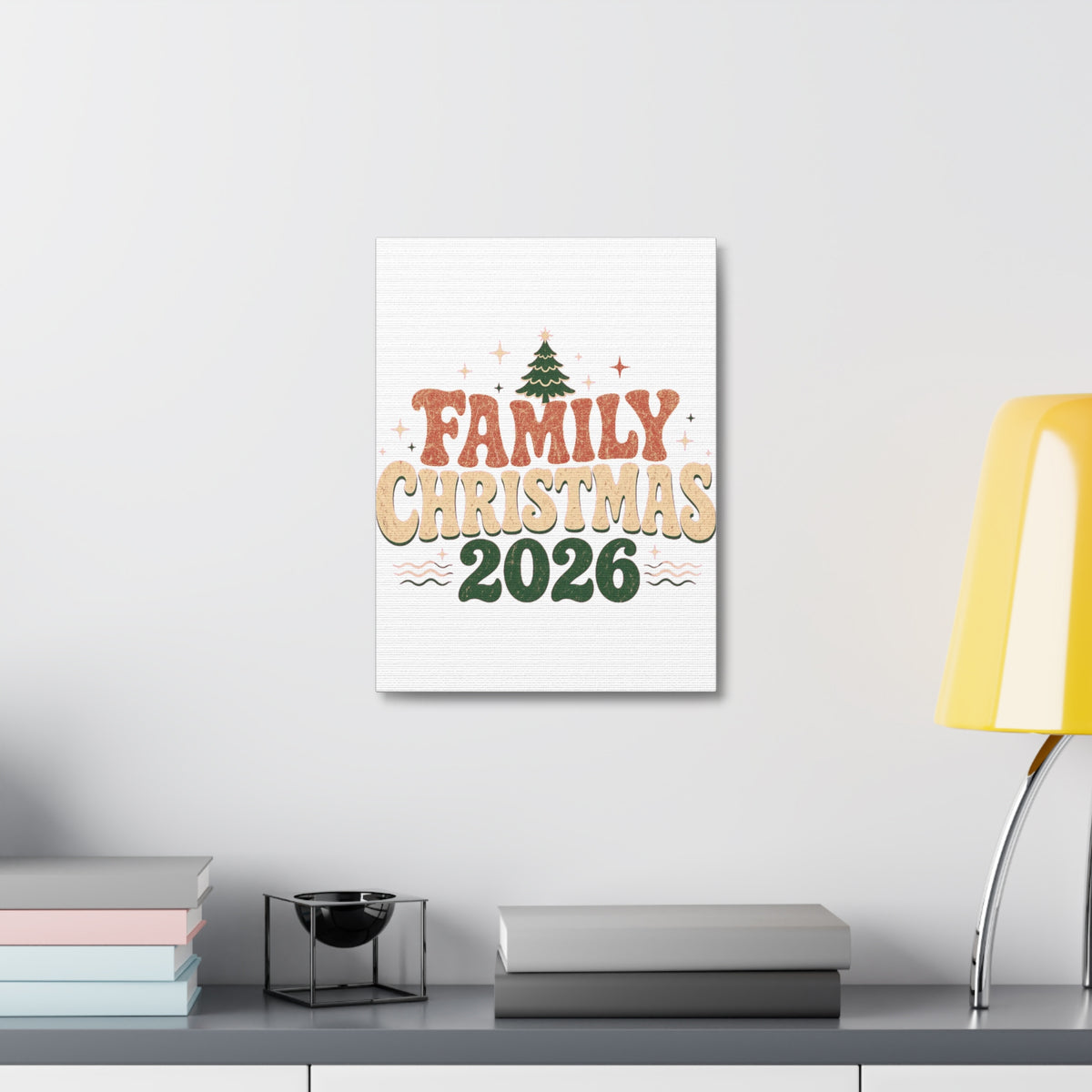 Retro Family Christmas 2026 Stretched Canvas