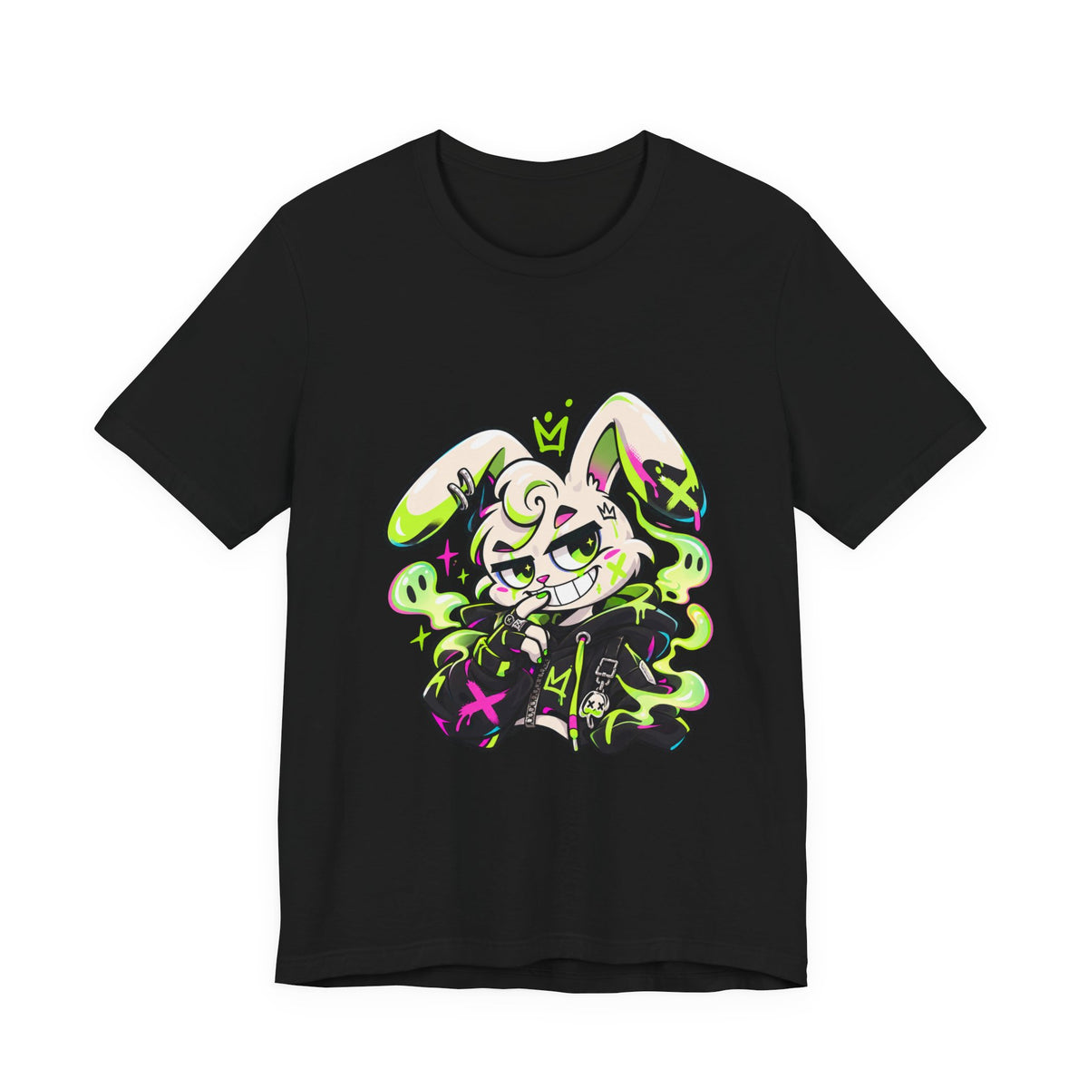 Neon Goth Bunny Premium Jersey Tee in Black