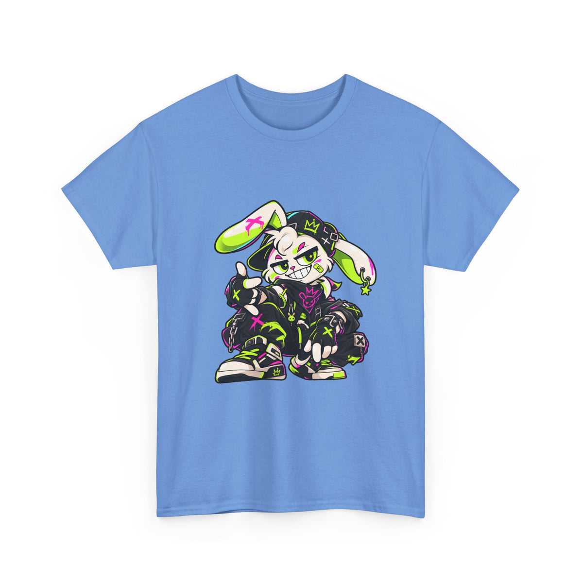 Neon Punk Bunny Heavy Cotton Tee in Carolina Blue