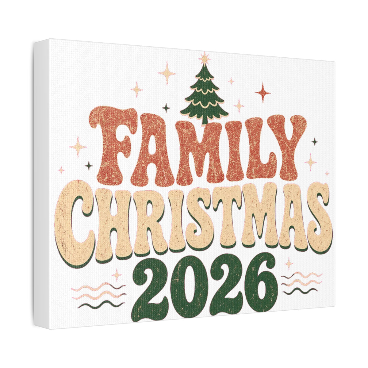 Retro Family Christmas 2026 Stretched Canvas