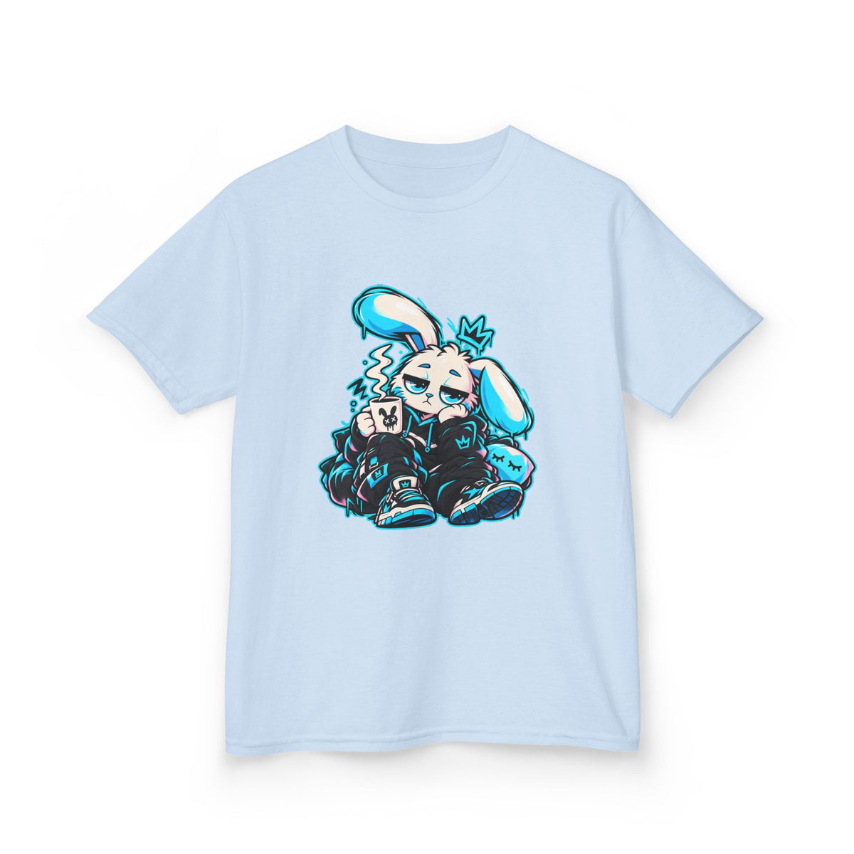 Sleepy Cyber Bunny Kids Coffee Tee