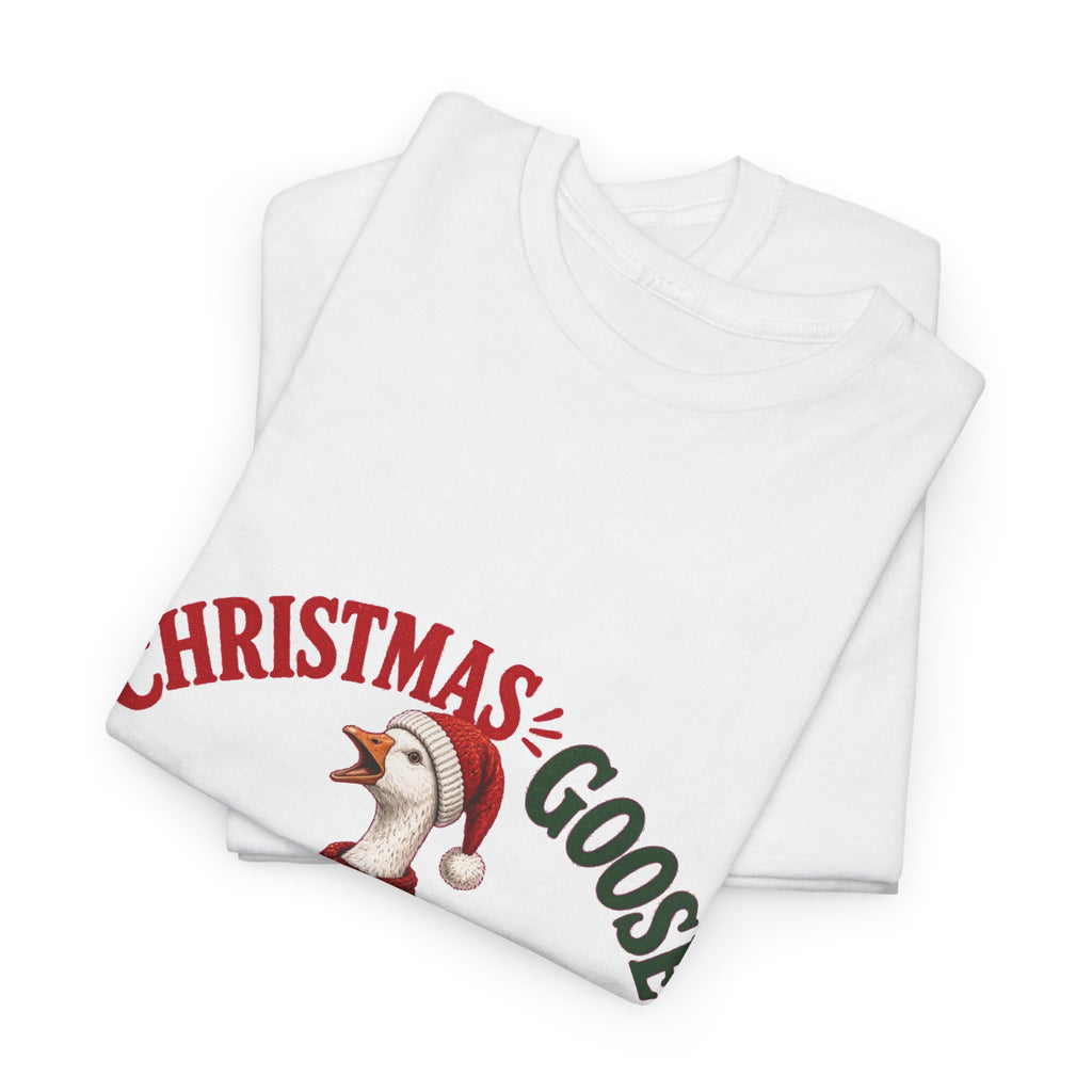 Christmas Goose Crew Heavy Cotton Tee Festive Holiday Shirt