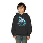 Sleepy Cyber Bunny Kids Coffee Hoodie