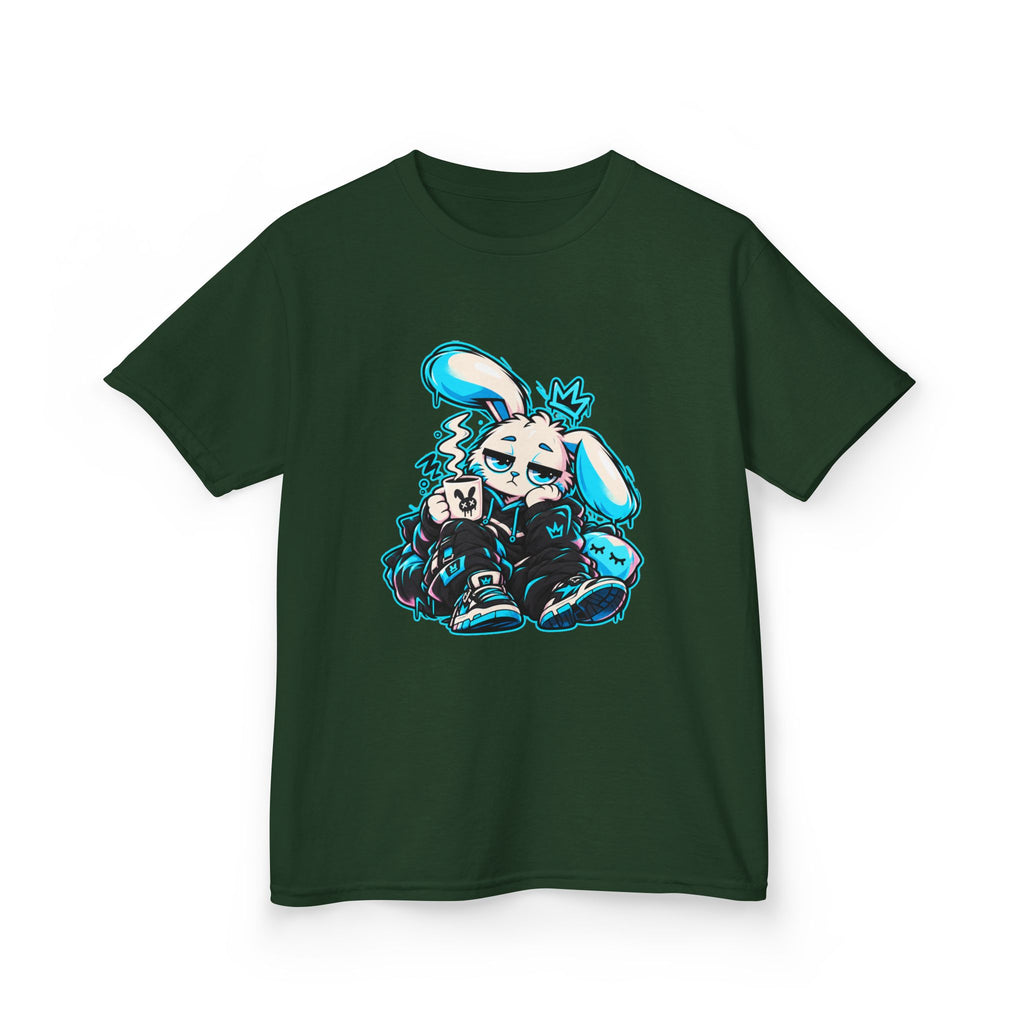 Sleepy Cyber Bunny Kids Coffee Tee