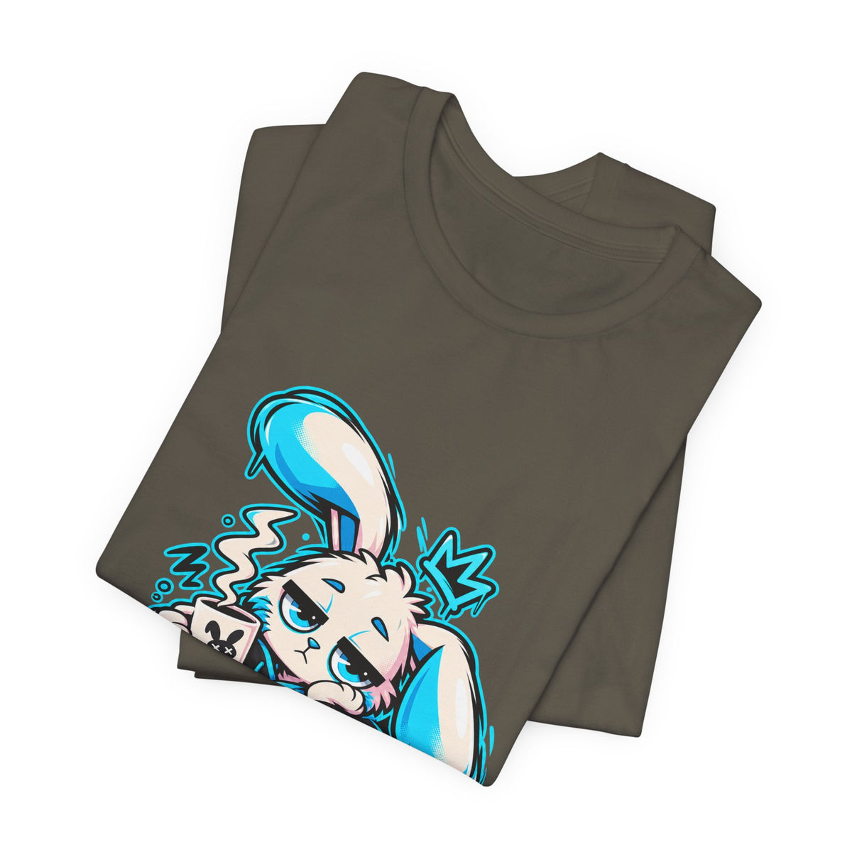 Sleepy Cyber Bunny Coffee Graphic Tee