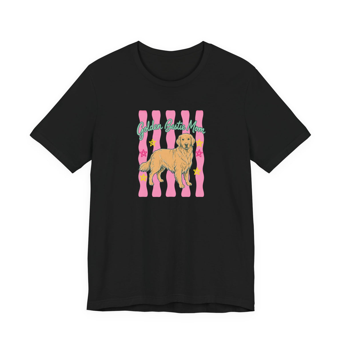 Golden Bestie Mom Tee in Black