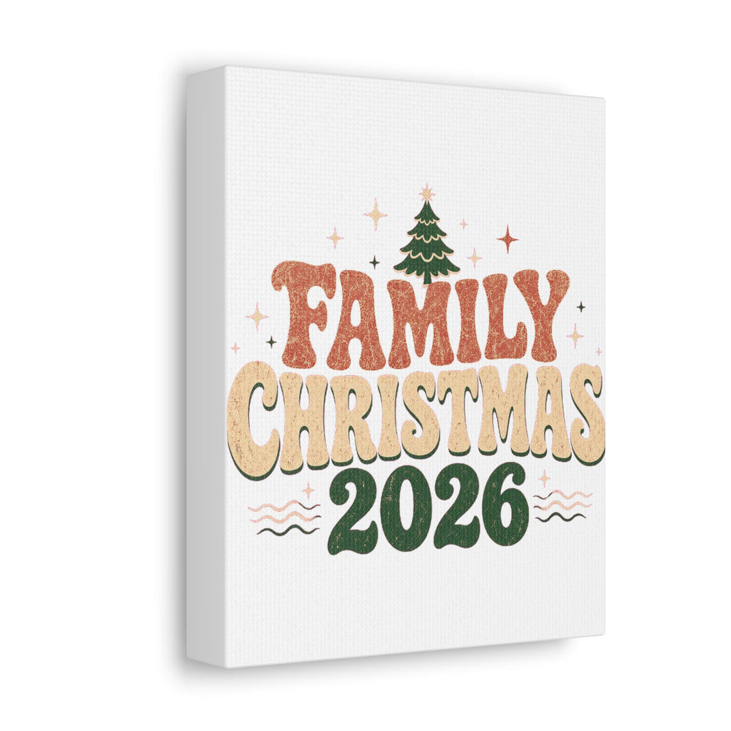 Retro Family Christmas 2026 Stretched Canvas