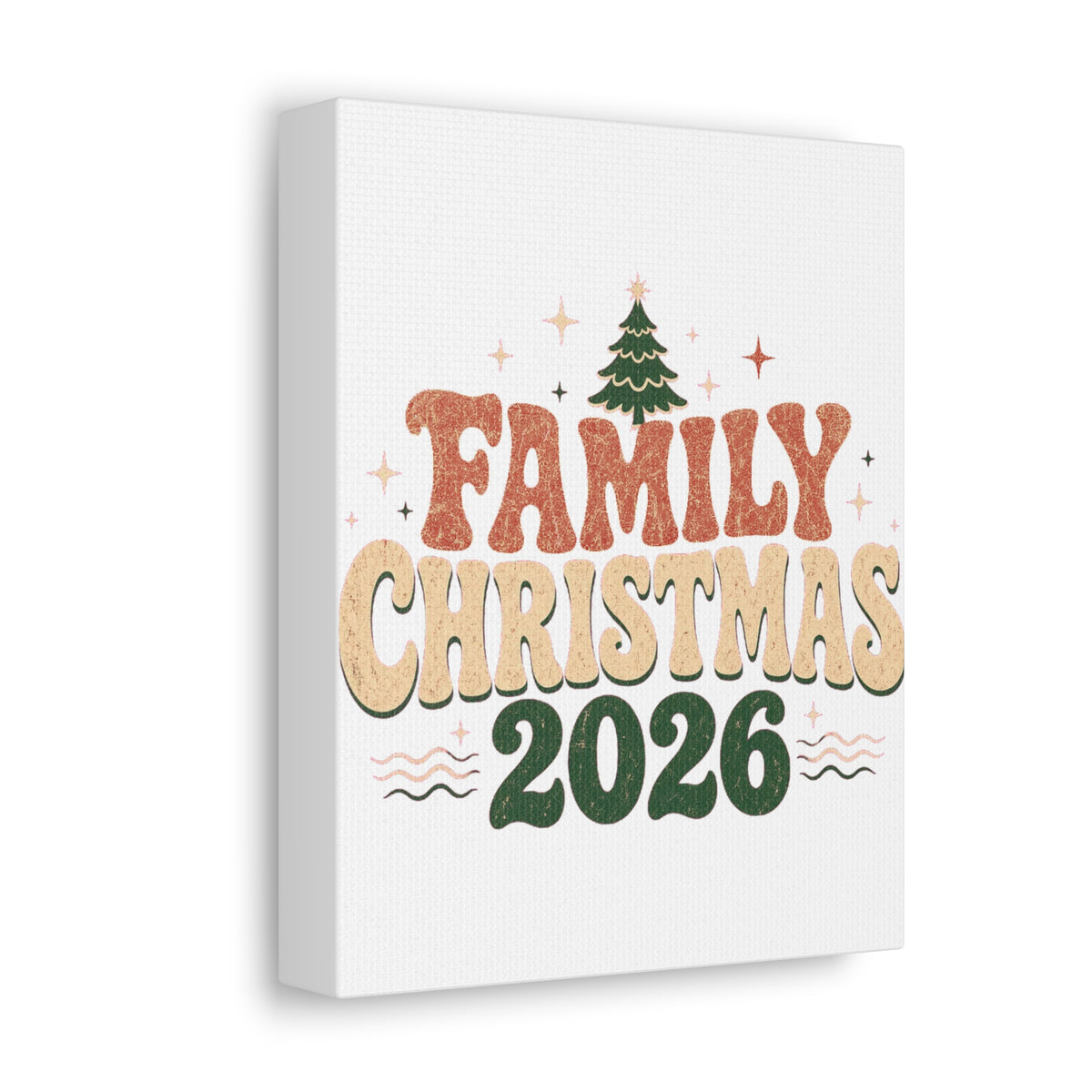 Retro Family Christmas 2026 Stretched Canvas