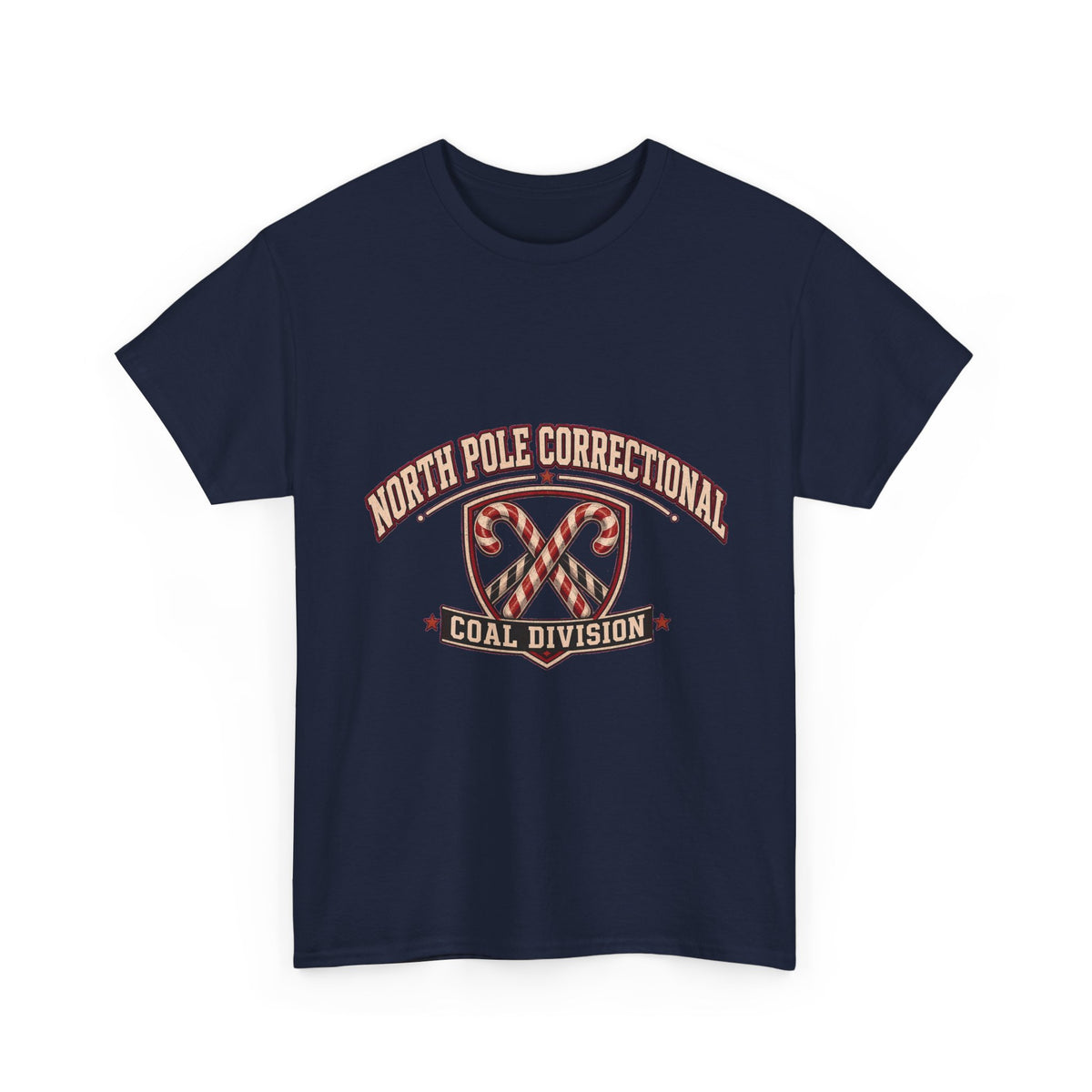 North Pole Correctional Coal Division Christmas Tee in Navy