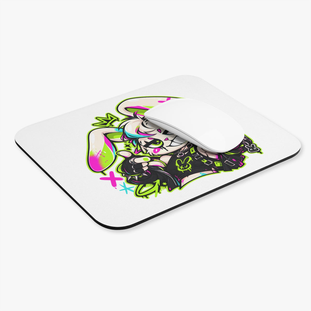 Punk Bunny Graffiti Mouse Pad