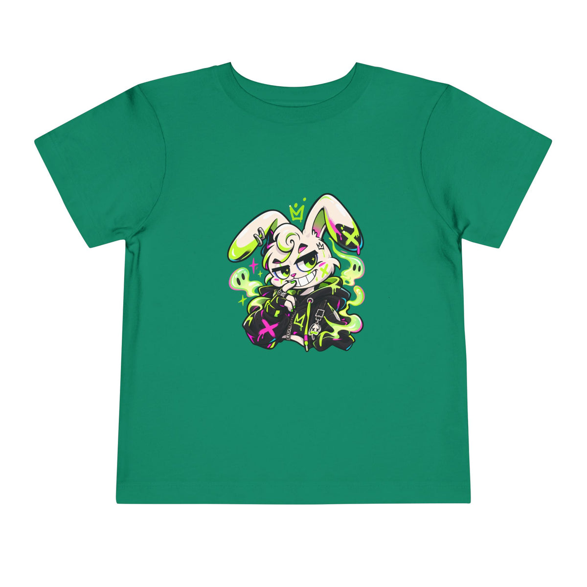 Neon Goth Bunny Toddler Tee in Kelly