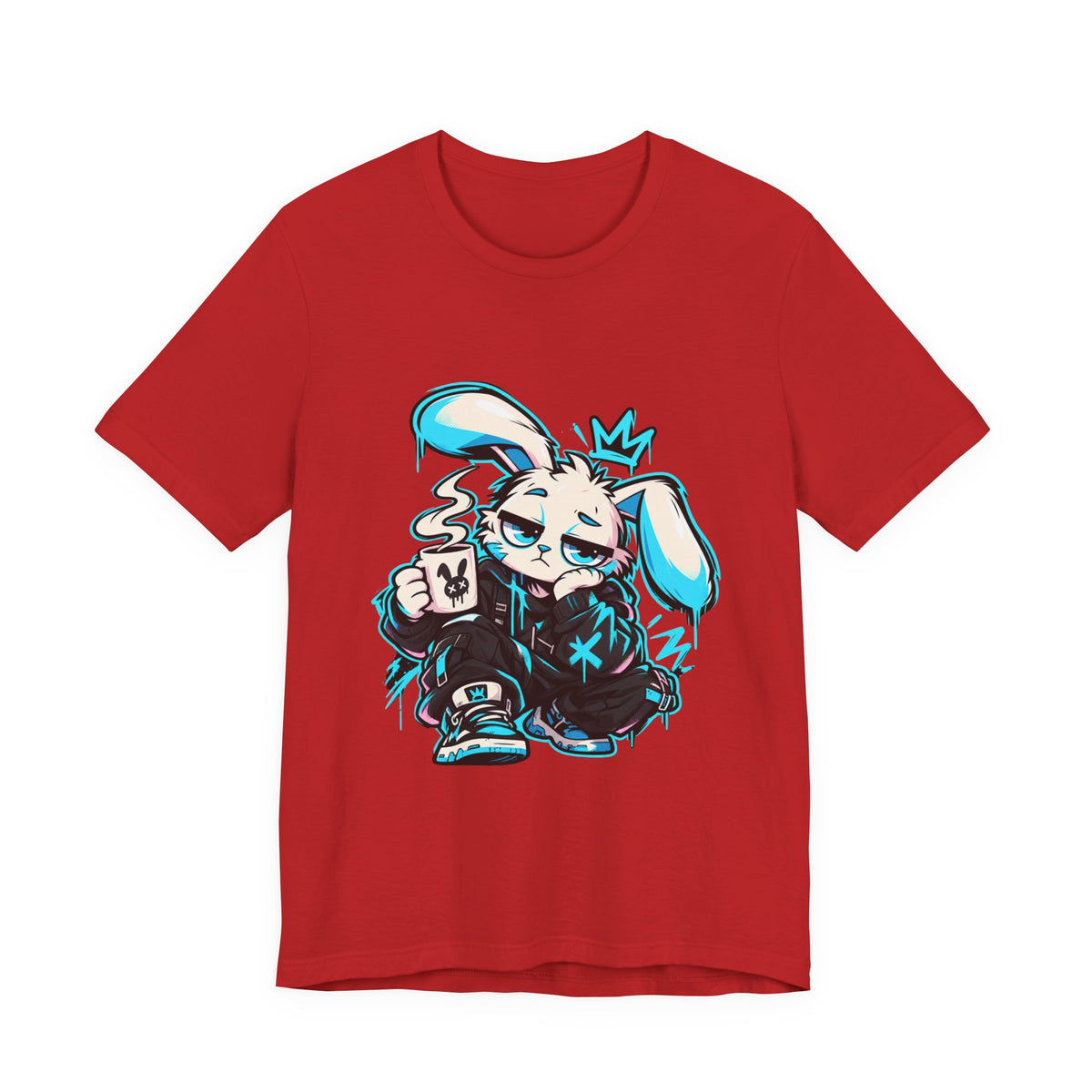 Graffiti Rabbit Coffee Premium Tee in Red