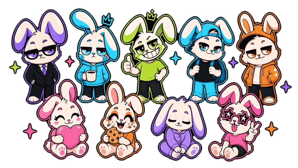 All nine NineRabbits characters together