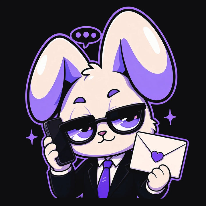 Plop on the phone, holding a letter