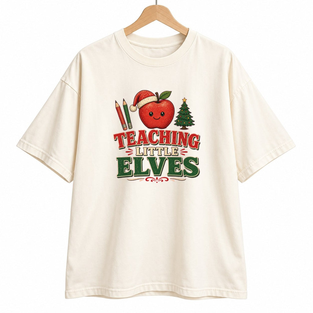 Teaching Little Elves oversized graphic tee, Ivory, photo 7